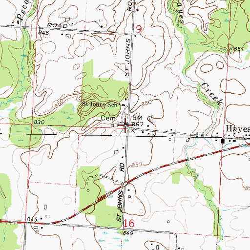 Topographic Map of Saint Johns Lutheran Church, WI