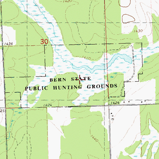 Topographic Map of Bern State Public Hunting Grounds, WI