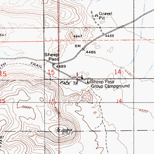 Topographic Map of Sheep Pass Campground, CA