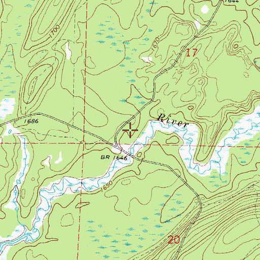 Topographic Map of Jones Dam Camp Grounds (historical), WI