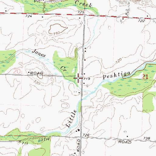 Topographic Map of Brult School (historical), WI
