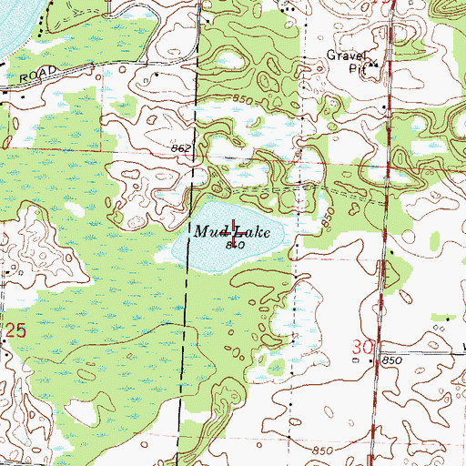 Topographic Map of Mud Lake, WI