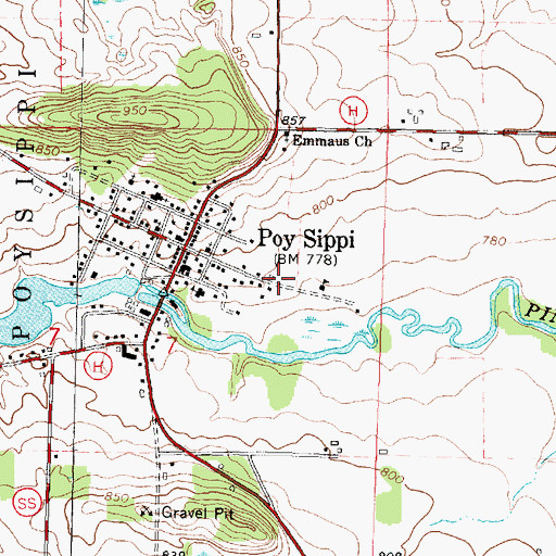 Topographic Map of Poy Sippi Elementary School, WI