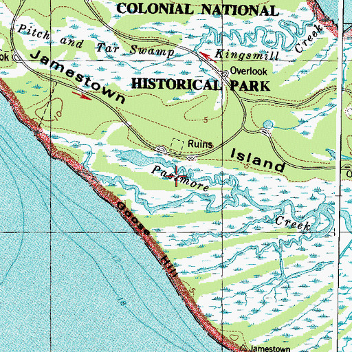 Topographic Map of Fox Island, VA