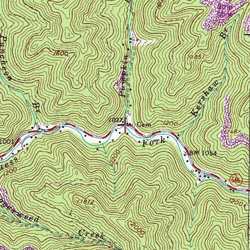 Topographic Map of Kershaw Branch, VA