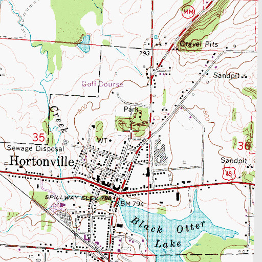 Topographic Map of Hortonville Union Cemetery, WI