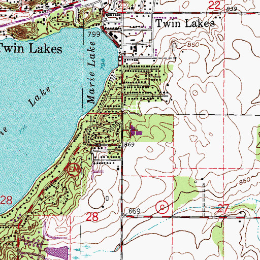 Topographic Map of Lakewood Elementary School, WI