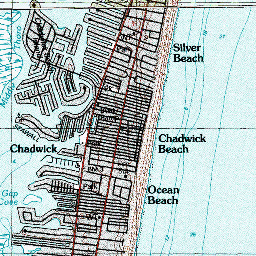 Topographic Map of Dover Beaches North, NJ