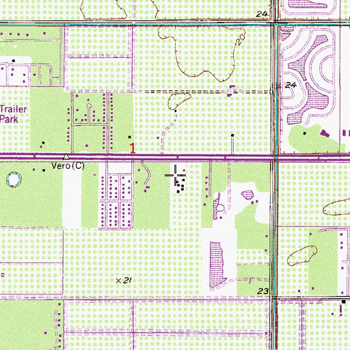 Topographic Map of West Vero Corridor Census Designated Place, FL