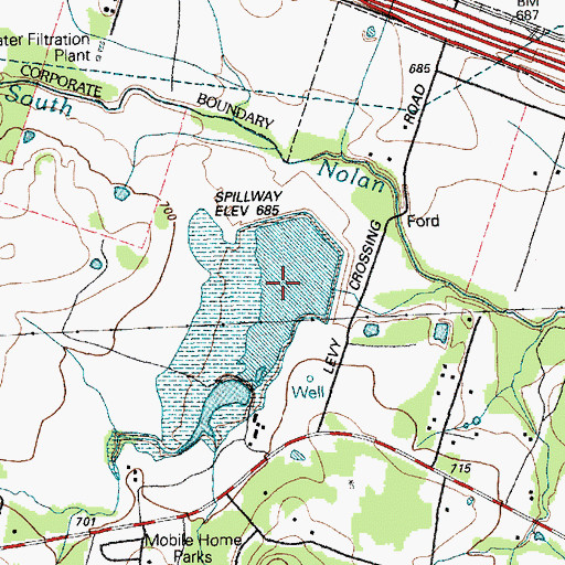 Topographic Map of Soil Conservation Service Site 10 Reservoir, TX