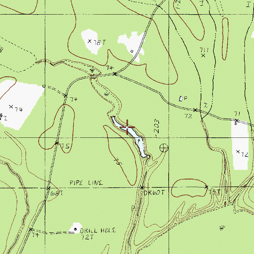 Topographic Map of Wickersham Lake, TX