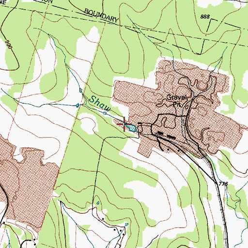 Topographic Map of Shaw Creek Reservoir, TX