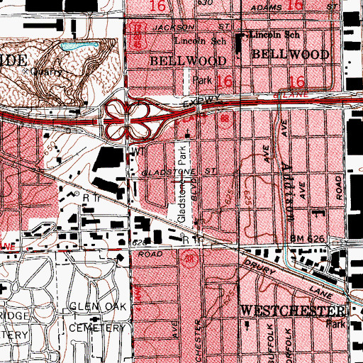 Topographic Map of Gladstone Park, IL