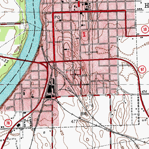 Topographic Map of Oak Grove Public School (historical), IL