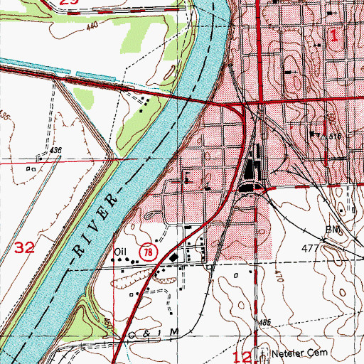 Topographic Map of Riverview Public School (historical), IL