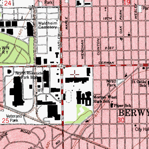 Topographic Map of Cermak Plaza Shopping Center, IL