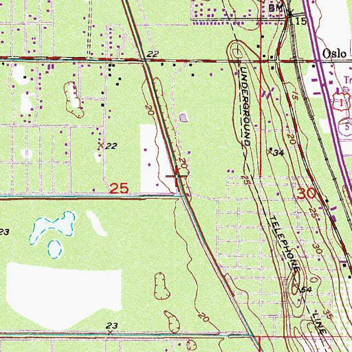 Topographic Map of Florida Ridge, FL