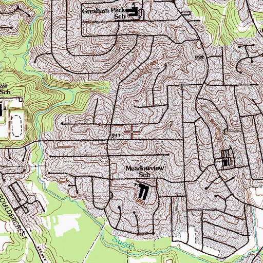Topographic Map of Gresham Park, GA