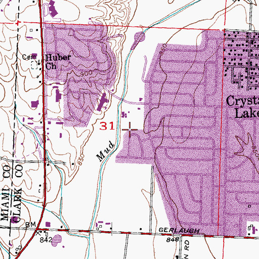 Topographic Map of Park Layne, OH