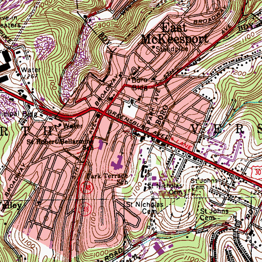 Topographic Map of North Versailles, PA