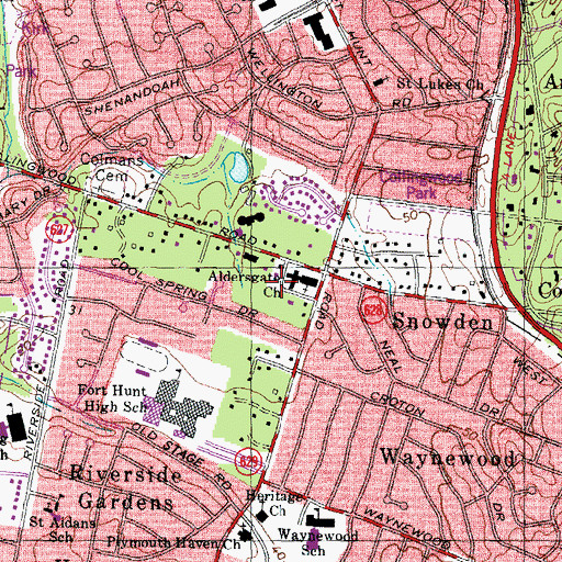 Topographic Map of Fort Hunt, VA
