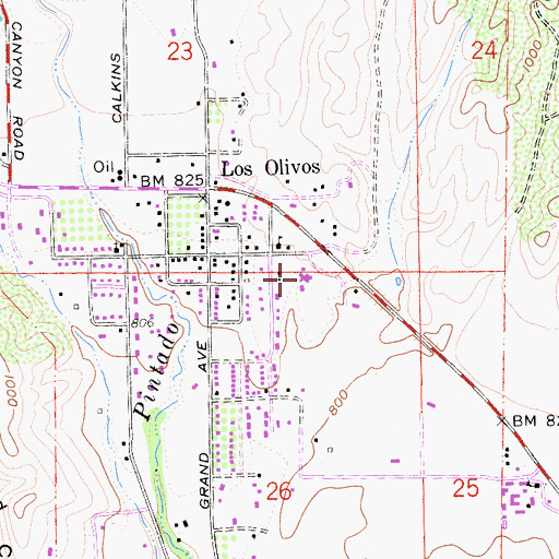 Topographic Map of Los Olivos Elementary School, CA