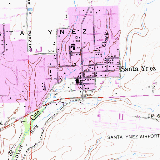 Topographic Map of Santa Ynez Post Office, CA
