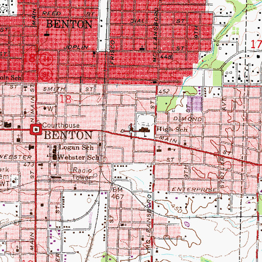 Topographic Map of Benton Township Gymnasium, IL