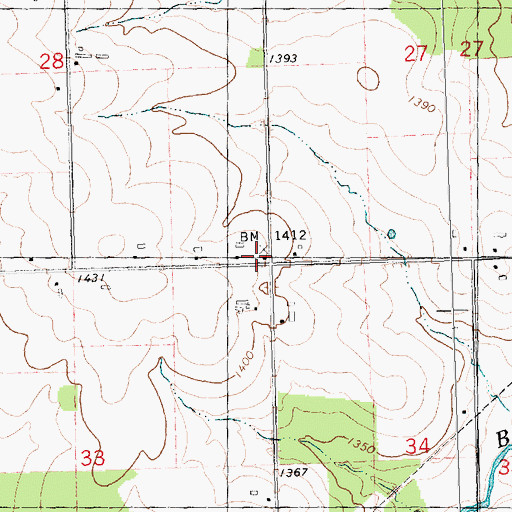 Topographic Map of Rosedale School (historical), WI