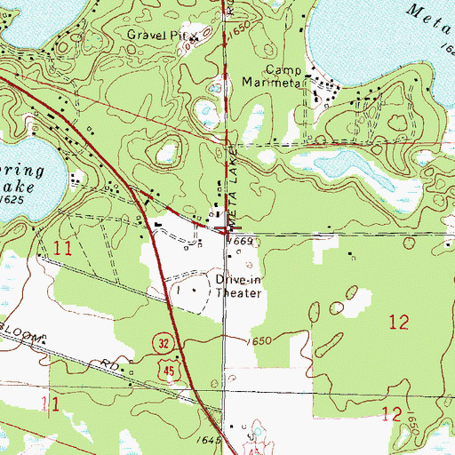 Topographic Map of Evergreen School (historical), WI