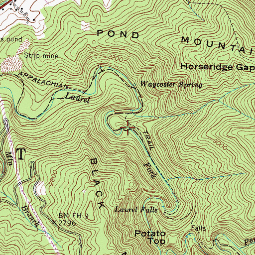 Topographic Map of Laurel Fork Gorge, TN