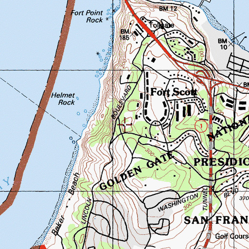 Topographic Map of Battery Saffold (historical), CA