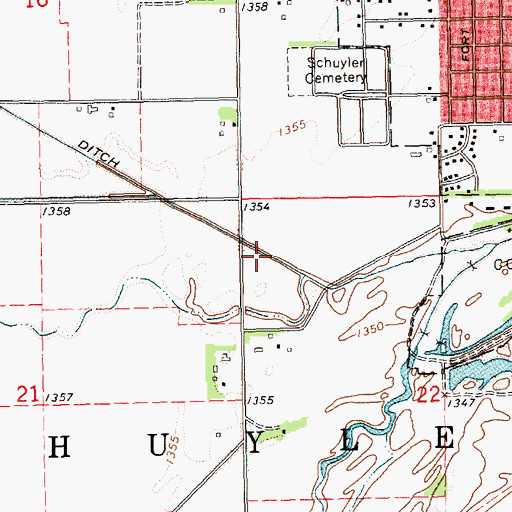 Topographic Map of Township of Schuyler, NE