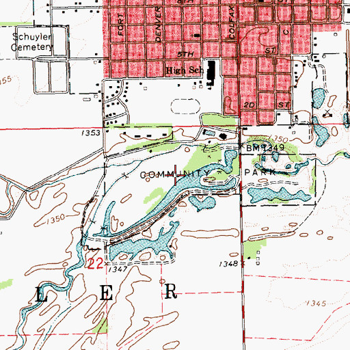 Topographic Map of Schuyler Park Campground, NE