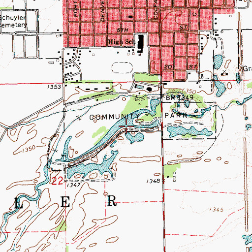 Topographic Map of Schuyler City Lake, NE