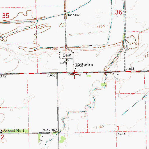 Topographic Map of Edholm Post Office (historical), NE