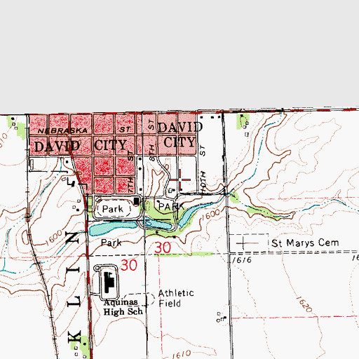 Topographic Map of Butler County Health Care Center, NE