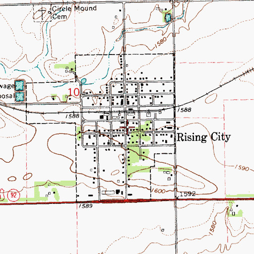 Topographic Map of Rising City Volunteer Fire Department Station 1, NE