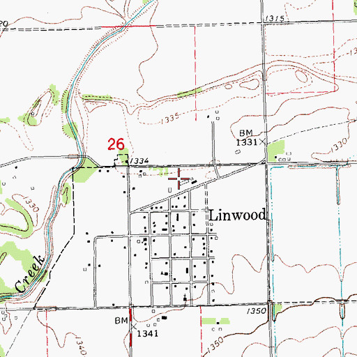 Topographic Map of Linwood (historical), NE