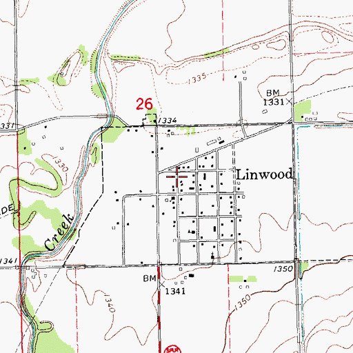 Topographic Map of Linwood Volunteer Fire Department, NE