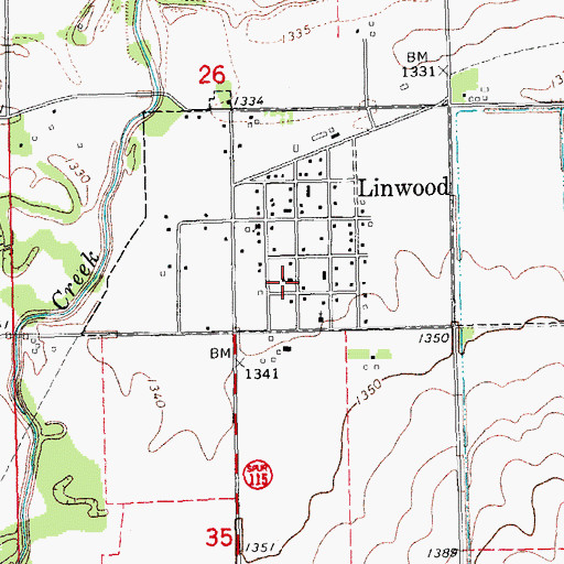 Topographic Map of Linwood Public School, NE