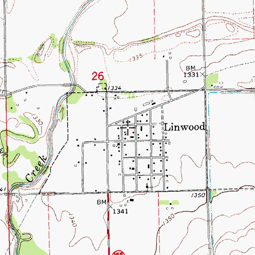 Topographic Map of Linwood Post Office, NE
