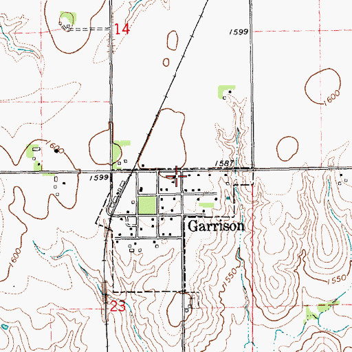 Topographic Map of Garrison Public School, NE