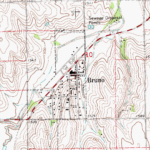 Topographic Map of Bruno Co-op Grain Association Elevator, NE