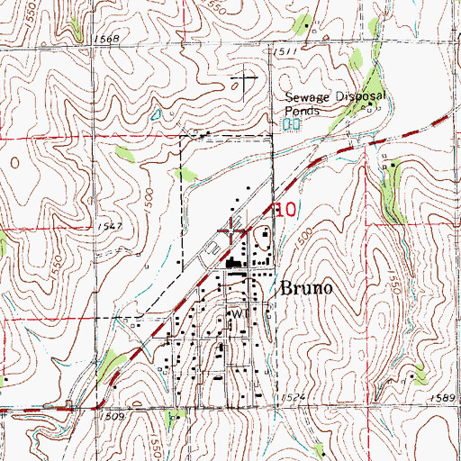 Topographic Map of Bruno (historical), NE