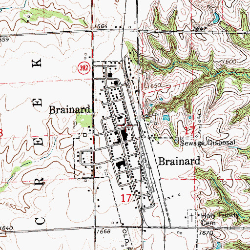 Topographic Map of Brainard Volunteer Fire Department, NE