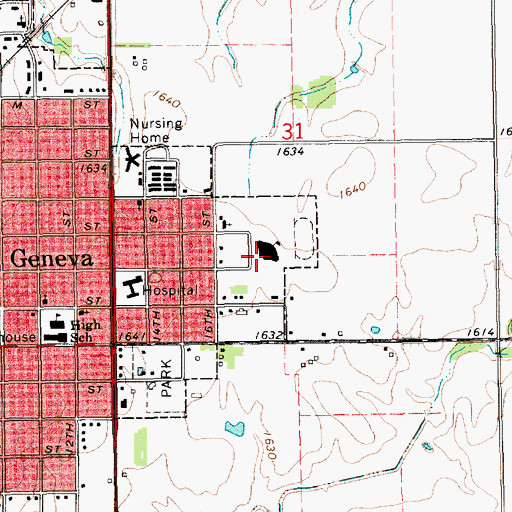 Topographic Map of Geneva Elementary School, NE