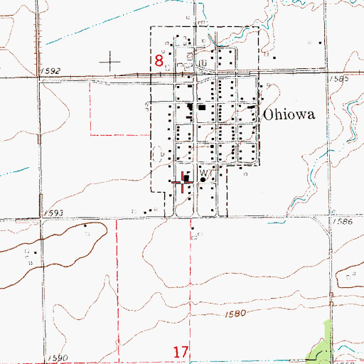 Topographic Map of Ohiowa Public School, NE