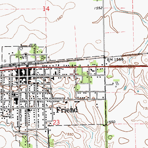 Topographic Map of Friend Medical Center, NE