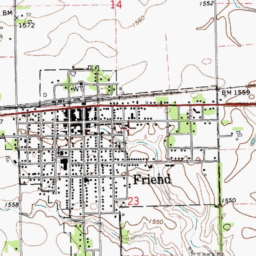 Topographic Map of Warren Memorial Hospital, NE